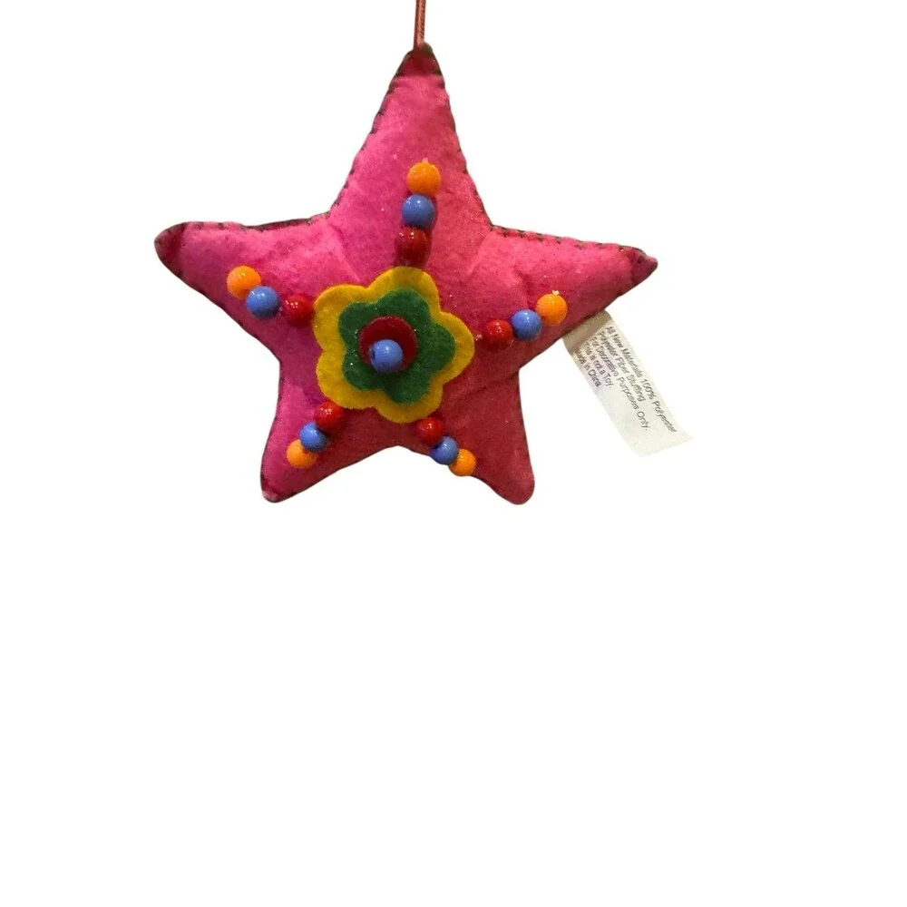 Macy’s Holiday Lane fabric store with beads Christmas ornament